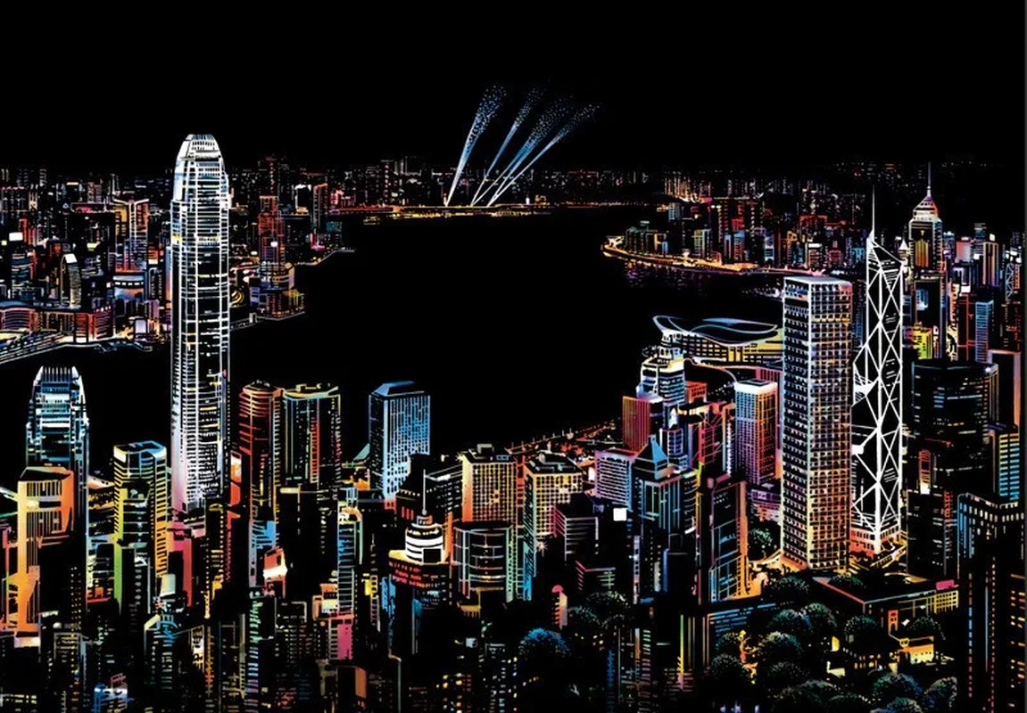 Scratch Painting Paper ,City Series Night Scene,Scratch Painting Creative Gift,Scratch Board for Adult and Kids,With 4 Tools