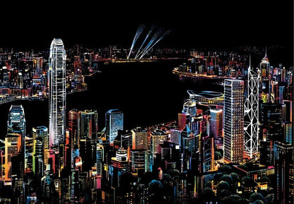 Scratch Painting Paper ,City Series Night Scene,Scratch Painting Creative Gift,Scratch Board for Adult and Kids,With 4 Tools
