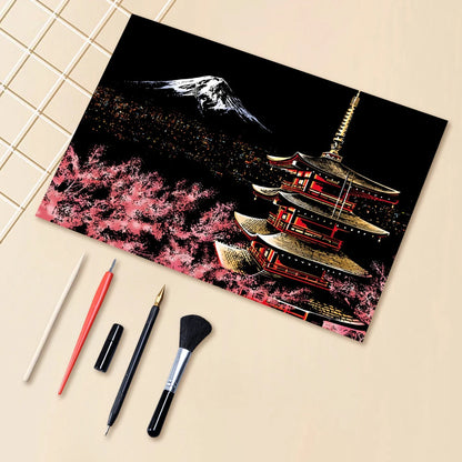 Scratch Painting Paper ,City Series Night Scene,Scratch Painting Creative Gift,Scratch Board for Adult and Kids,With 4 Tools