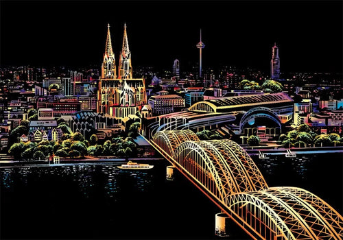 Scratch Painting Paper ,City Series Night Scene,Scratch Painting Creative Gift,Scratch Board for Adult and Kids,With 4 Tools